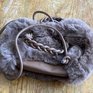 Chic Faux Fur Brown Shoulder Bag
